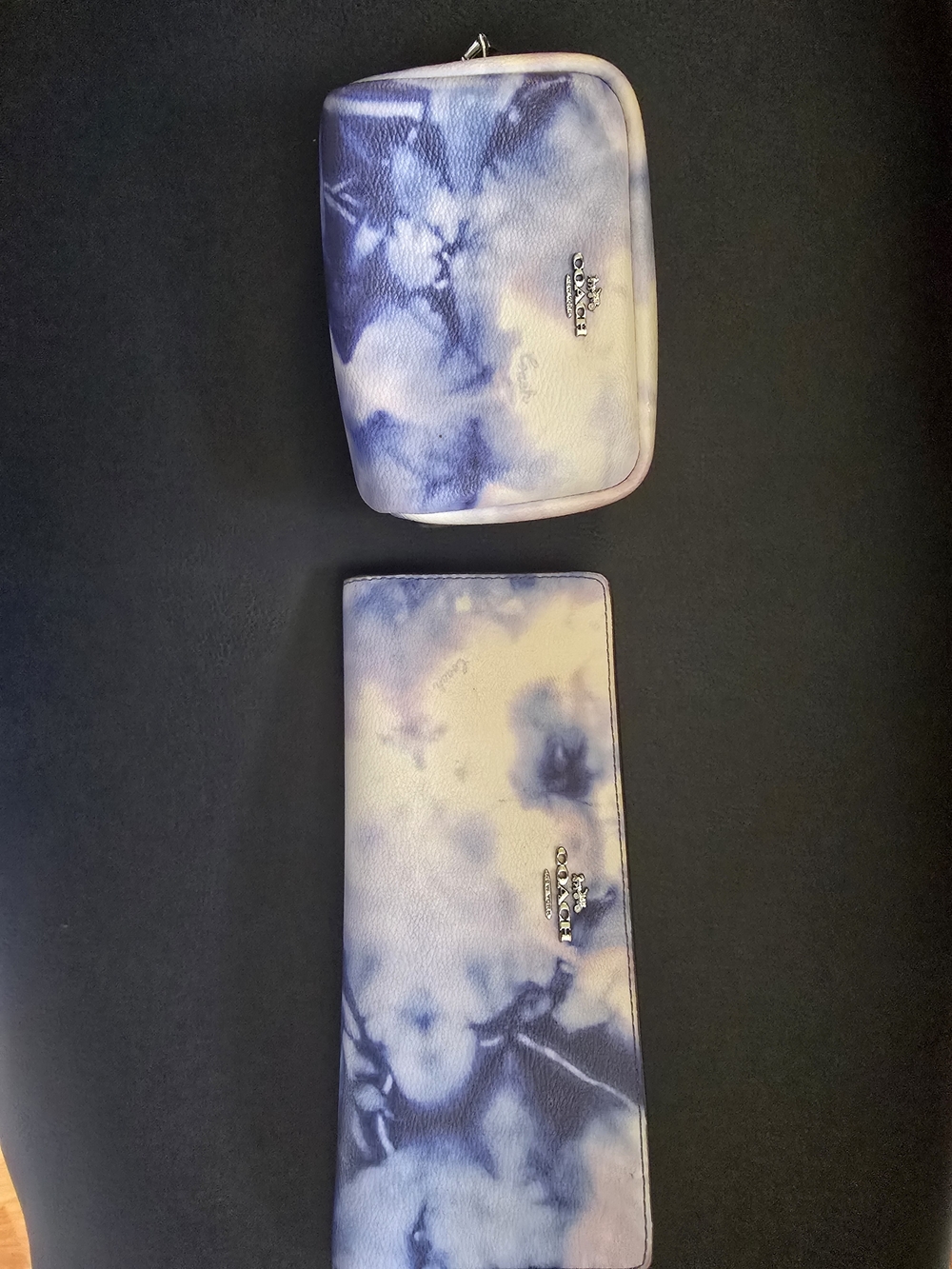 Coach Tie-Dye Wallet & Pill Case Set - Purple/White